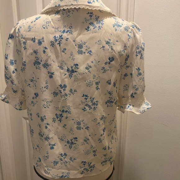 Rihoas Women’s Feminine Vintage Looking Collared Lace Short Sleeve Top New M - Picture 10 of 14